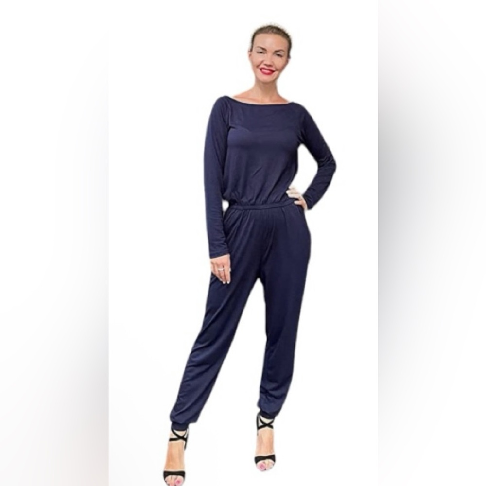 Pretty Garden Jumpsuit Blue Size Small PTP 17”-20”